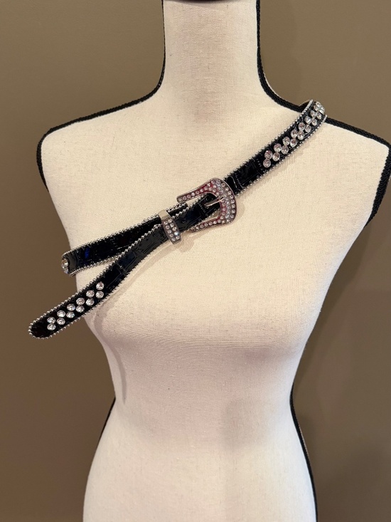Rhinestone Belts, Western Cowgirl Country Black, White & Silvern Bling (2) main image 4
